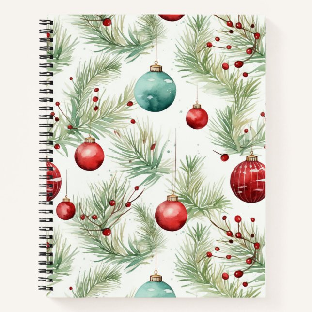 Carnet Motifs de Noël verts et rouges - (Devant)