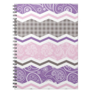 Carnet Motifs de pays de couleur rose pâle, violet et de 