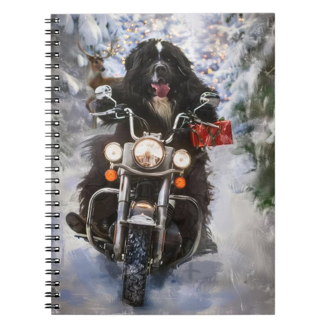 Carnet Moto à chiens de Terre-Neuve Noël (Devant)