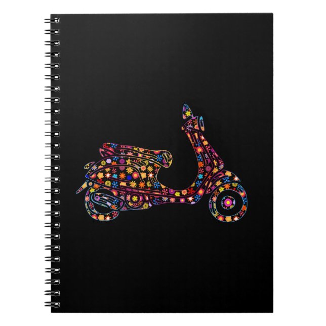 Carnet Motocyclette à moteur à fleurs (Devant)