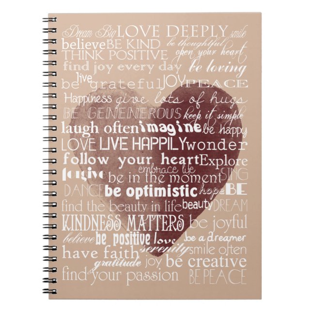 Carnet Mots Inspirationnels Aquarelle Coeur (Devant)