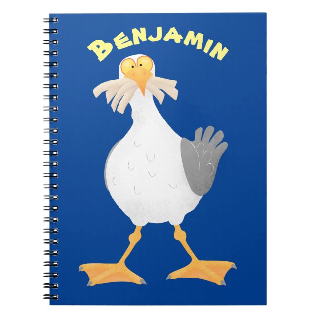 Carnet Mouette drôle avec frites dessin animé (Devant)
