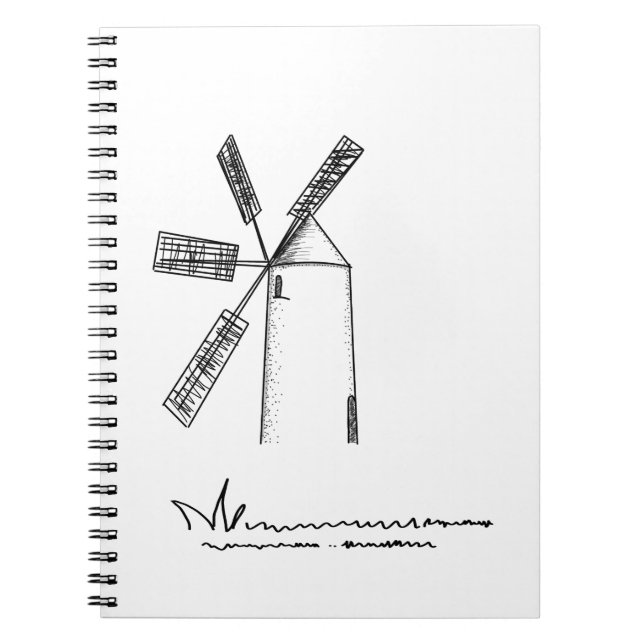 Carnet moulin sur arrière - plan blanc (Devant)