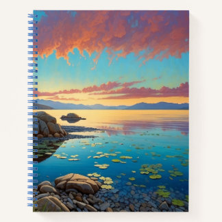 Carnet Mountain Lake Flowers Colorful Art