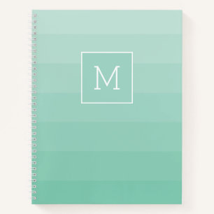 Carnet Mousse de mer vert rayures horizontales Monogramme