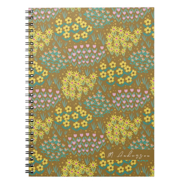 Carnet Moustard de lit Floral (Devant)