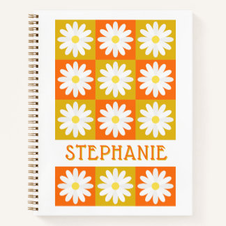 Carnet Moustard Jaune Orange Daisy Retro Checkerboard