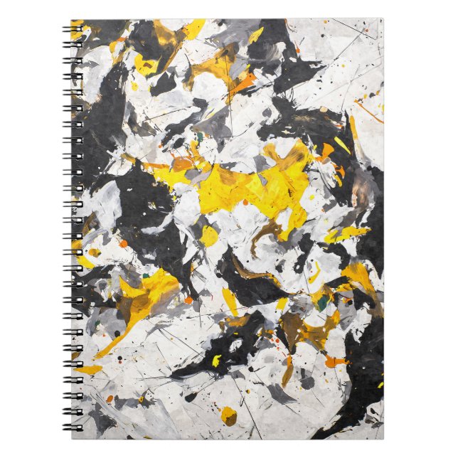 Carnet Mouvement Abstrait noir jaune gras (Devant)