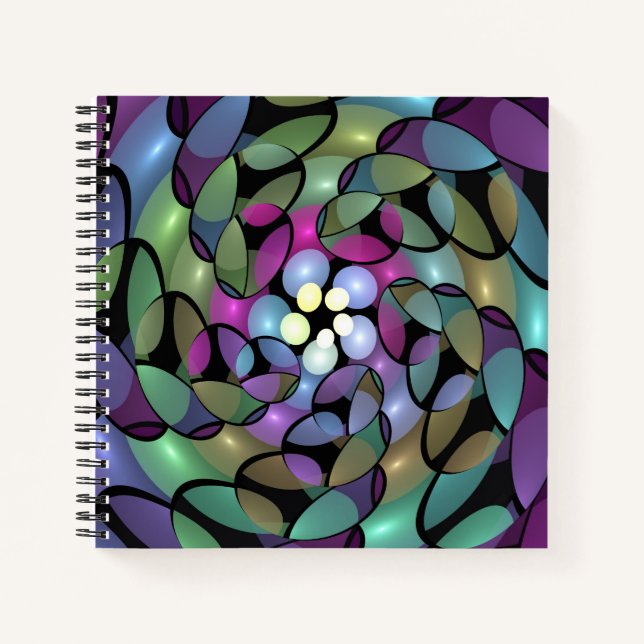 Carnet Mouvements colorés Abstrait Trippy Fractal Art (Devant)