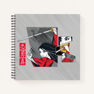 Carnet Mulan avec panneaux illustrés d'épée
