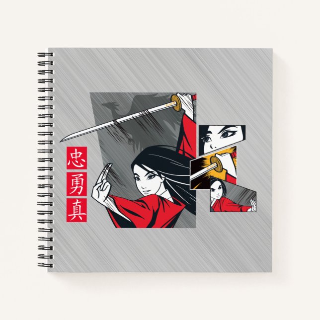 Carnet Mulan avec panneaux illustrés d'épée (Devant)