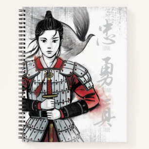 Carnet Mulan En Armor "Loyal Brave True" Aquarelle