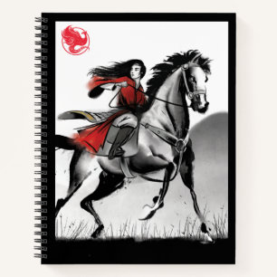 Carnet Mulan Riding Vent Noir encadré Aquarelle