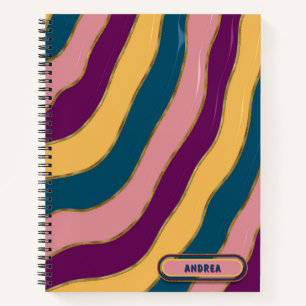 Carnet Multicolore Super Trendy Stripes Gold Glittery