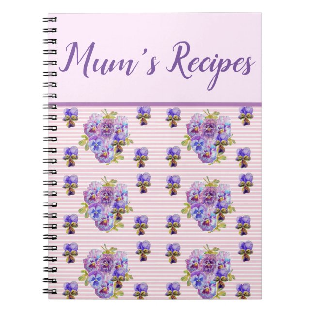 Carnet Mums Recettes Pansy Shabby, fleurs florales violet (Devant)