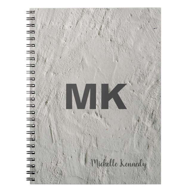 Carnet Mur gris Monogramme professionnel moderne (Devant)