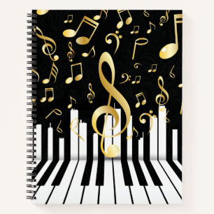 Carnet Music Note Clés de piano Royal de luxe