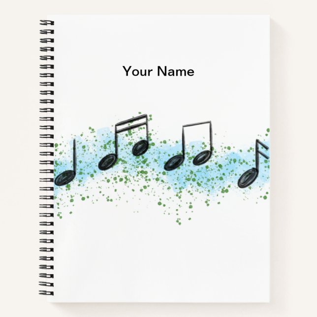 Carnet Music Notes Abstract Art Notebook - Blue & Green (Devant)