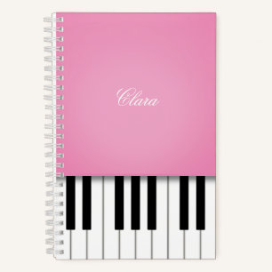Carnet Musique de piano rose jolie clavier personnalisé