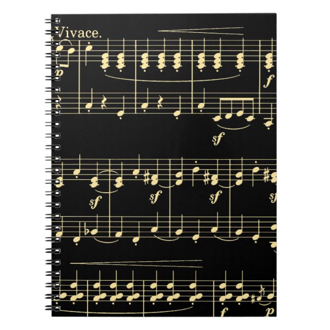 Carnet Musique d'or en noir (Devant)