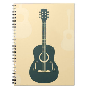 Carnet Musique élégante de guitare acoustique rétro