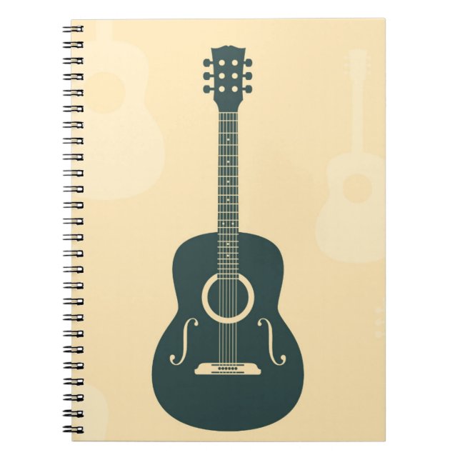 Carnet Musique élégante de guitare acoustique rétro (Devant)