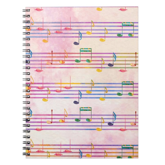 Carnet Musique multicolore colorée Note musicienne (Devant)