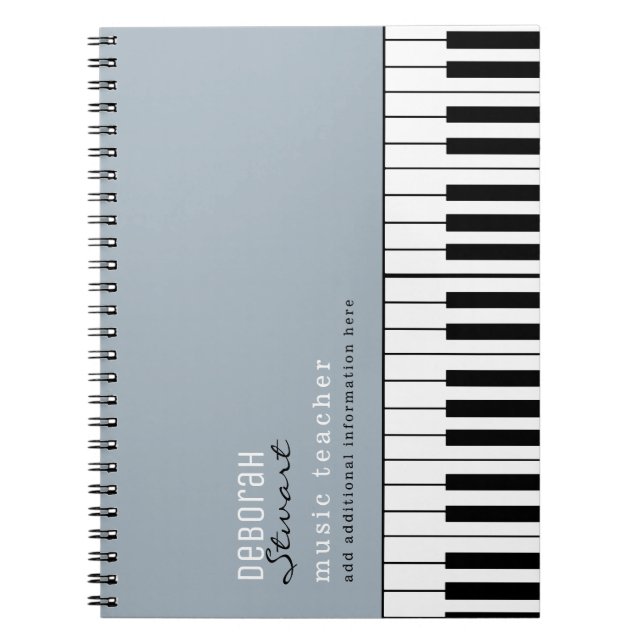 Carnet Musique Piano Enseignant Élégant Dusty Blue (Devant)