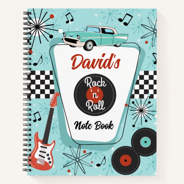 Carnet Musique Rétro Rock 'n' Roll des Années 1950 (Devant)