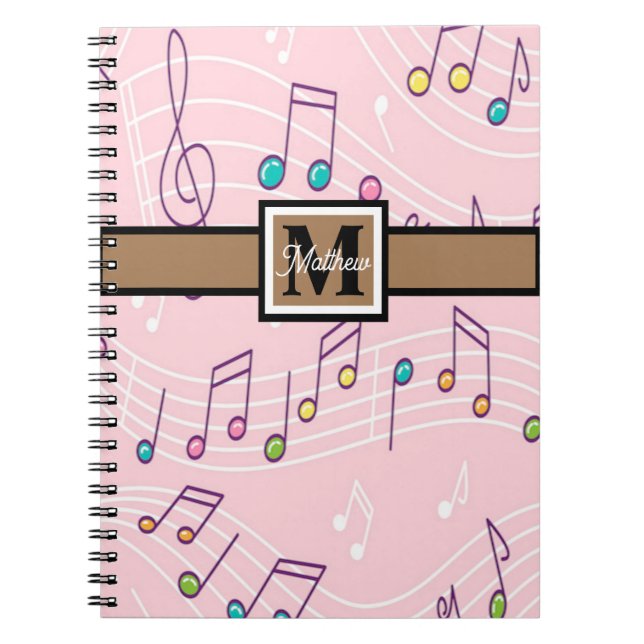 Carnet Musique rose Monogramme musicien (Devant)