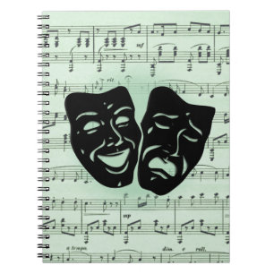 Carnet Musique verte et masques grecs de théâtre