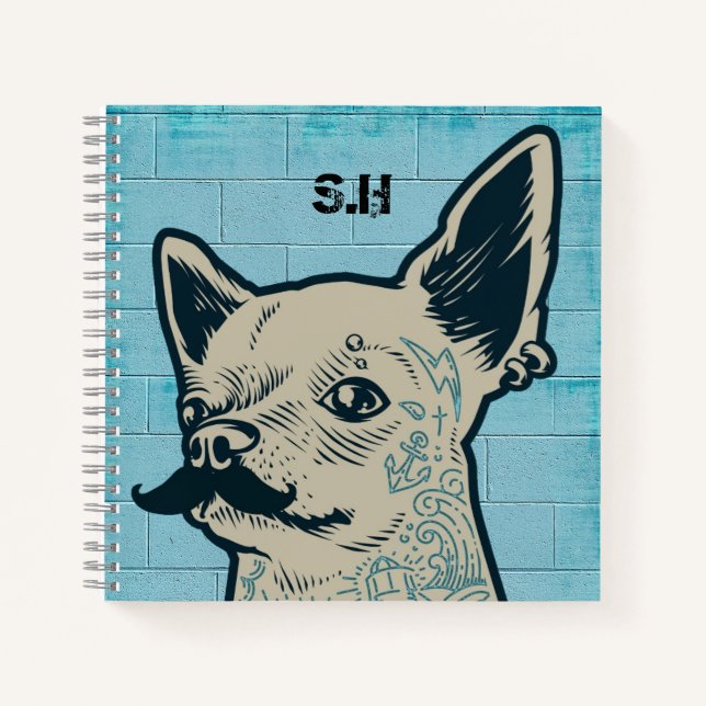 Carnet Mustache Chihuahua Graffiti Monogram (Devant)