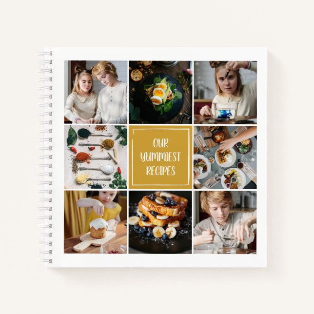 Carnet Mustard Yellow Photo Collage 8 Photos Famille Rece (Devant)