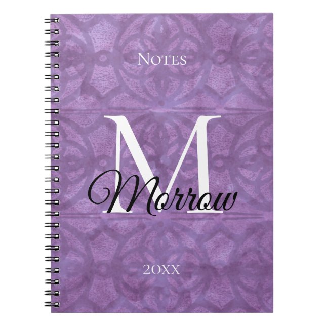 Carnet Mute Purple Batik Nom et année (Devant)