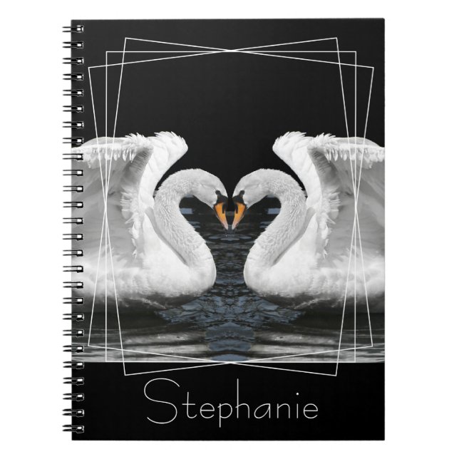 Carnet Mute White Swan Miroir Image Animal Photographie (Devant)