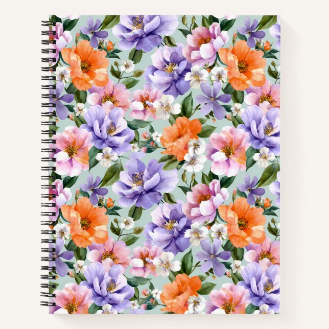 Carnet Muted Colorful Flowers Boho flower  (Devant)