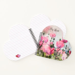 Carnet My Love Floral Aquarelle Paint Fleur Rose