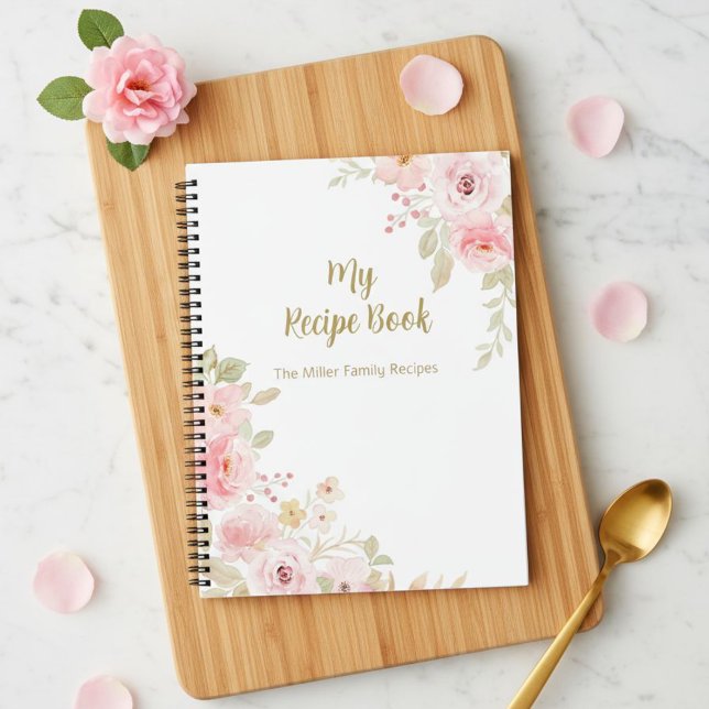 Carnet My Pink Rose Recipe Book, Personalized Cooking  (Créateur téléchargé)
