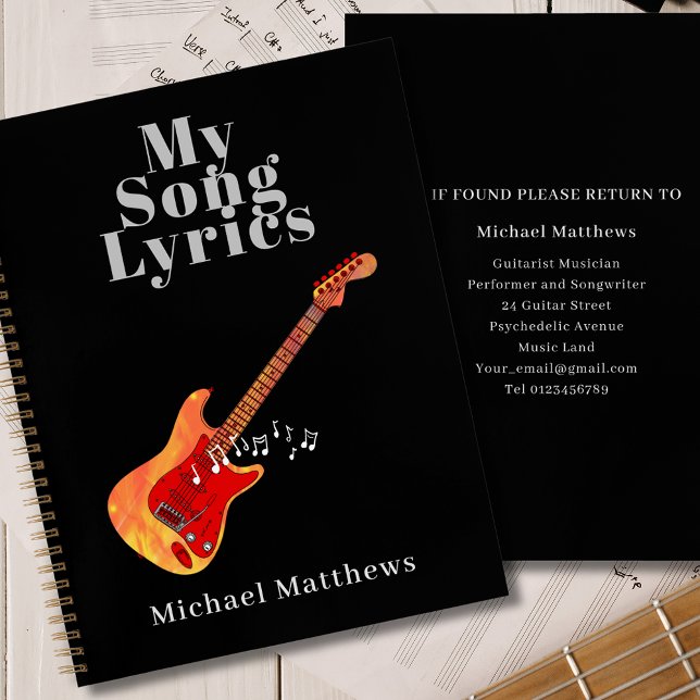 Carnet My Song Lyrics Guitar Musician Custom (My song lyrics cool electric guitar musicians journal custom name notebook )