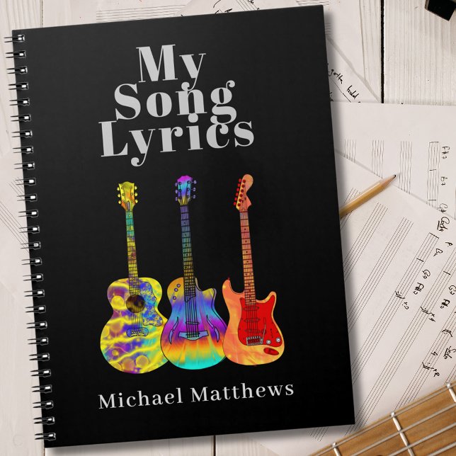 Carnet My Song Lyrics Guitare Musicien Personnalisé (My song lyrics guitar musician custom notebook Song writers, guitarists and music students)