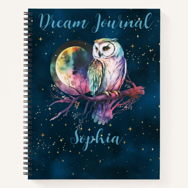 Carnet Mystical Rainbow Owl & Pleine lune Celestin Journa (Devant)