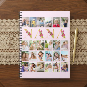 Carnet Nana Gold Floral Letters 24 Vertical Photo Collage