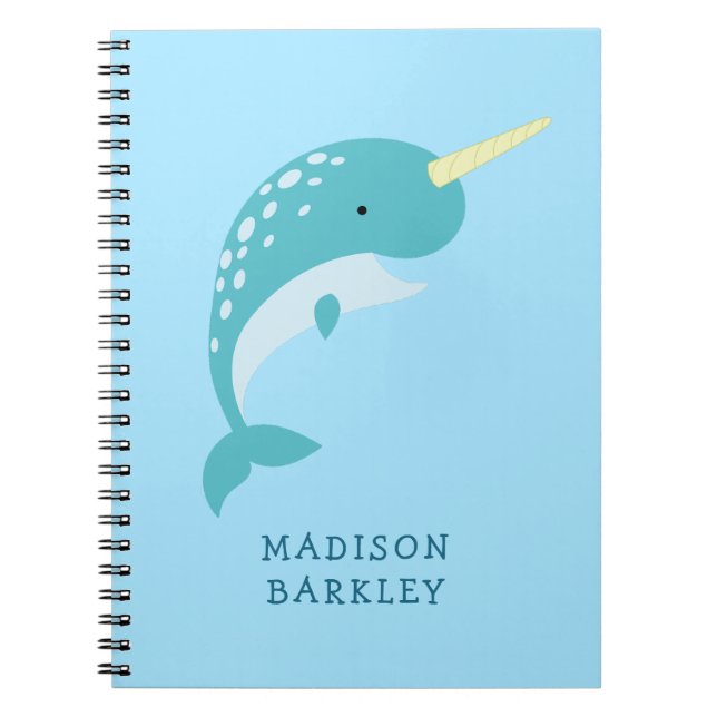 Carnet Narwhal Kid's mignonne Whale (Devant)