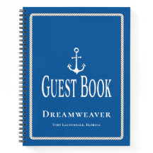 Nautical Blue Ancre Guest Book Nom du bateau