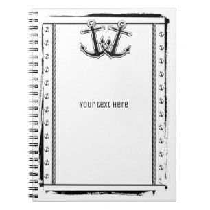 Carnet Nautical Love Ancres Plage Noir & Blanc Chic