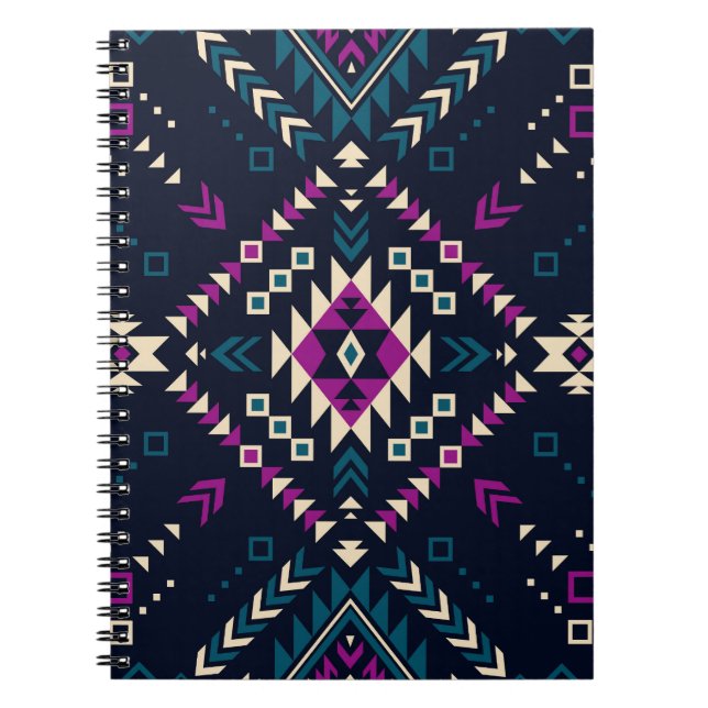 Carnet Navajo tribal foncé, géométrique vintage. (Devant)