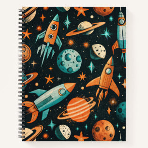 Carnet Navires-fusée vintages pour engins spatiaux Motif 