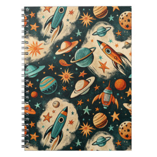 Carnet Navires-fusée vintages pour engins spatiaux Motif 