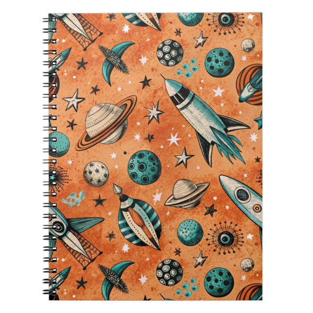 Carnet Navires-fusée vintages pour engins spatiaux Motif  (Devant)