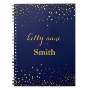 Carnet Navy Blue Gold Glitter Faux Foil Glamorous kraft